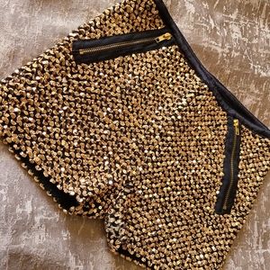 Timing Gold Sequined Stretch Shorts